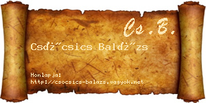 Csócsics Balázs névjegykártya