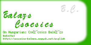 balazs csocsics business card